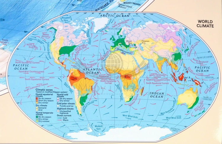Świat 1:35 842 000. Arkusz, mapa ścienna fizyczna wydawnictwa National Geographic. Fragment 11