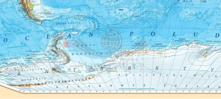 Świat 1:18 000 000. Arkusz, mapa ścienna fizyczna, ukształtowanie powierzchni. Producent: EkoGraf. Fragment 5