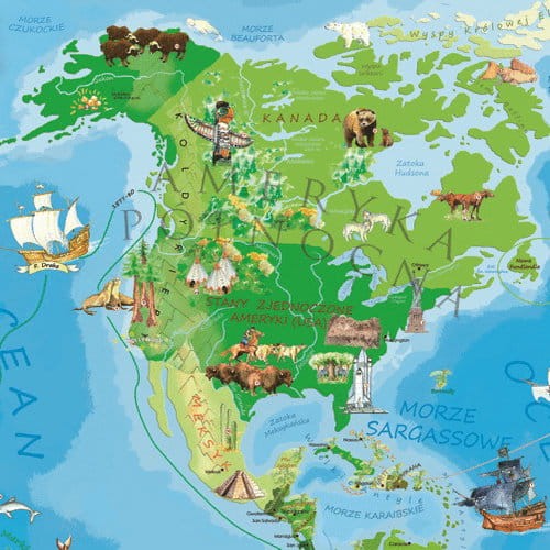 Świat Młodego Odkrywcy. Arkusz, mapa ścienna dla dzieci. Producent: ArtGlob. Fragment 1