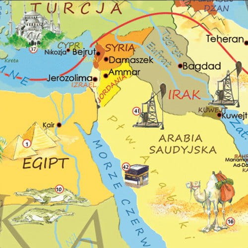 Świat Młodego Odkrywcy. Arkusz, mapa ścienna dla dzieci. Producent: ArtGlob. Fragment 4