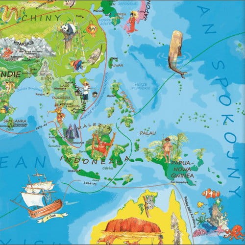 Świat Młodego Odkrywcy. Arkusz, mapa ścienna dla dzieci. Producent: ArtGlob. Fragment 5