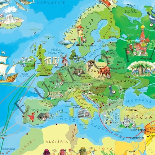 Świat Młodego Odkrywcy MIDI. Mapa ścienna dla dzieci. Producent: ArtGlob. Fragment 1