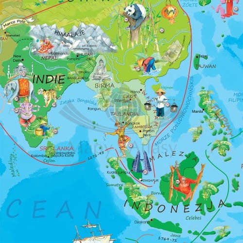 Świat Młodego Odkrywcy MIDI. Mapa ścienna dla dzieci. Producent: ArtGlob. Fragment 4