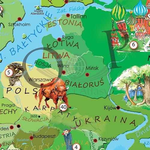 Świat Młodego Odkrywcy MIDI. Mapa ścienna dla dzieci. Producent: ArtGlob. Fragment 5