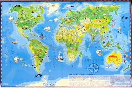 Świat Młodego Odkrywcy MIDI. Arkusz, mapa ścienna dla dzieci