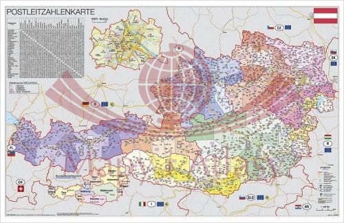 Austria 1:620 000. Arkusz, mapa ścienna kodowa