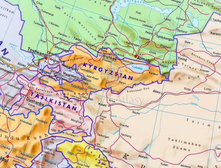 Azja polityczna FB (1).jpgAzja 1:9 000 000. Arkusz, mapa ścienna polityczna. FB. Producent: Freytag&Berndt. Fragment 2