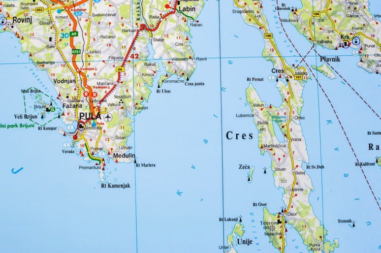 Chorwacja, Słowenia, Bośnia i Hercegowina 1:500 000. Arkusz, mapa ścienna fizyczno-drogowa. FB. Producent: Freytag&Berndt. Fragment 2