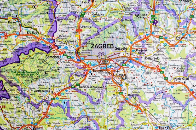 Chorwacja, Słowenia, Bośnia i Hercegowina 1:500 000. Arkusz, mapa ścienna fizyczno-drogowa. FB. Producent: Freytag&Berndt. Fragment 6