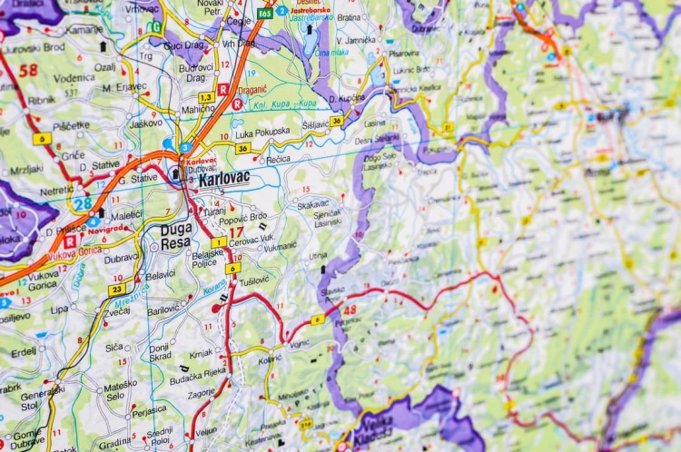 Chorwacja, Słowenia, Bośnia i Hercegowina 1:500 000. Arkusz, mapa ścienna fizyczno-drogowa. FB. Producent: Freytag&Berndt. Fragment 7