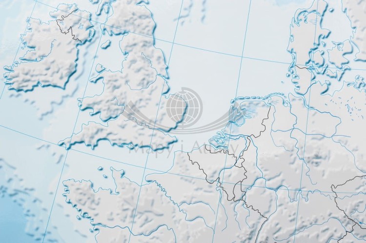 Europa 1:4 000 000. Mapa ścienna konturowa, hipsometryczna (ćwiczeniowa) wydawnictwa Meridian. Fragment 4