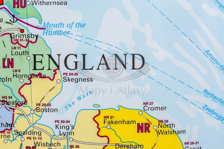 Wyspy Brytyjskie / Wielka Brytania 1:1 200 000. Mapa kodowa w wersji do wpinania. Wydawnictwo: Stiefel. Fragment 2