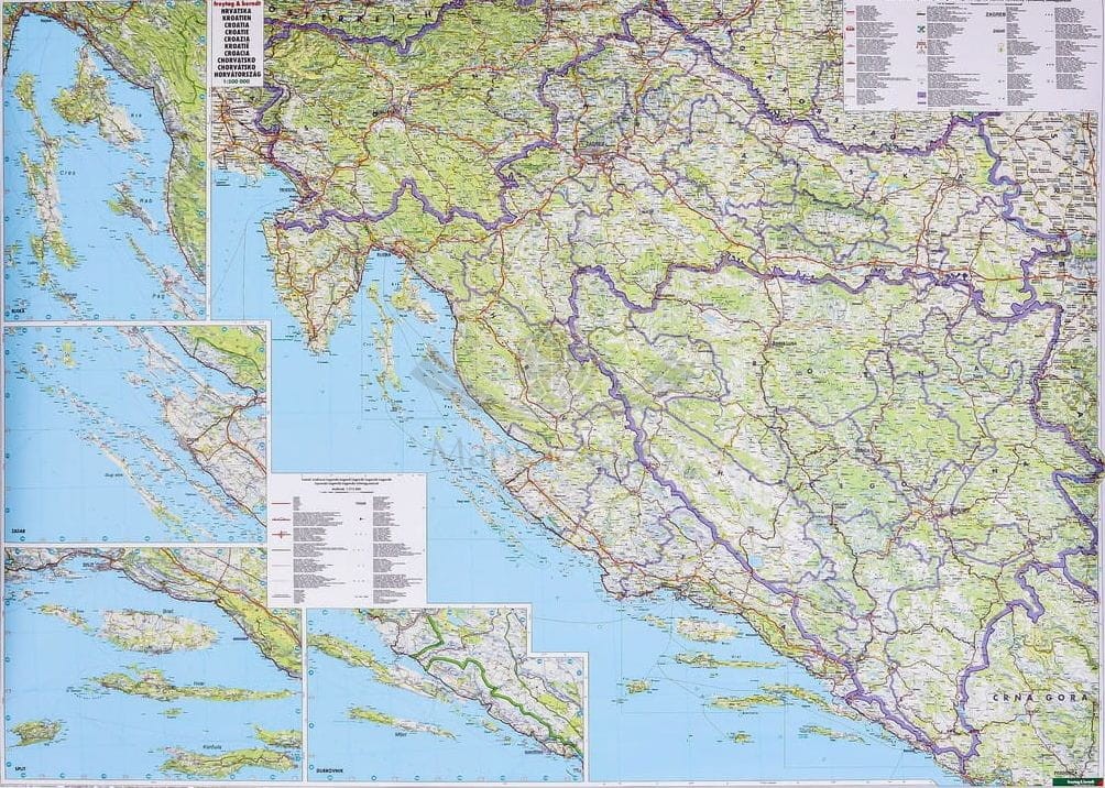 Chorwacja, Słowenia, Bośnia i Hercegowina 1:500 000. Arkusz, mapa ścienna fizyczno-drogowa. FB
