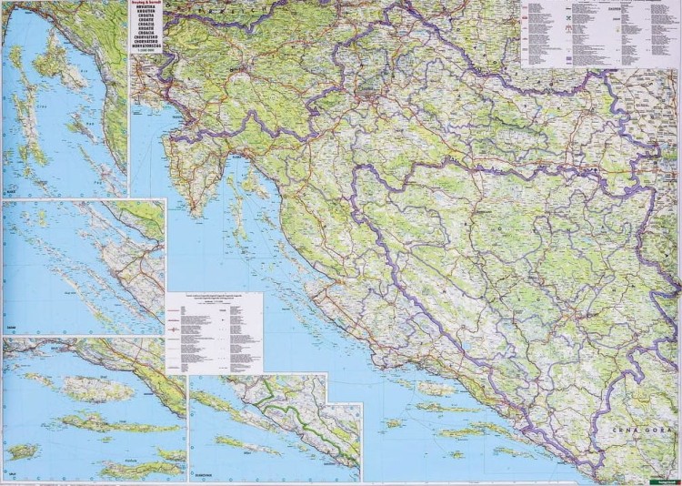 Chorwacja, Słowenia, Bośnia i Hercegowina 1:500 000. Arkusz, mapa ścienna fizyczno-drogowa. FB. Producent: Freytag&Berndt
