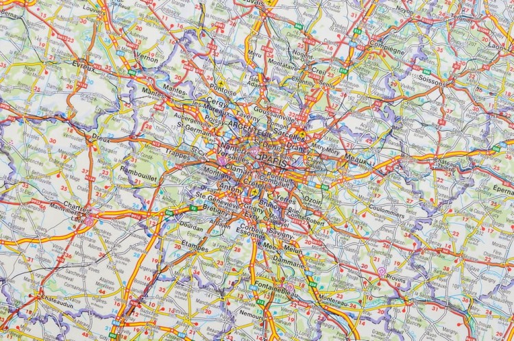 Francja 1:1 000 000. Arkusz, mapa ścienna drogowa wydawnictwa Freytag & Berndt. Fragment 1