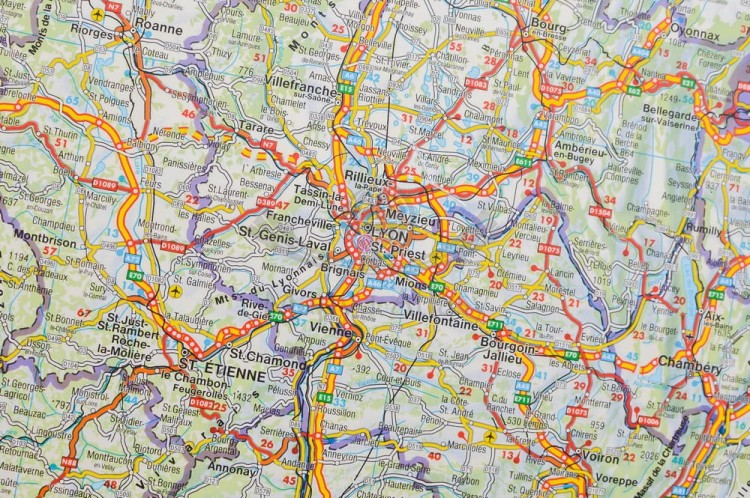 Francja 1:1 000 000. Arkusz, mapa ścienna drogowa wydawnictwa Freytag & Berndt. Fragment 2