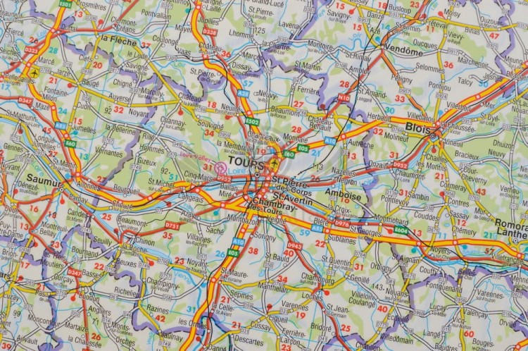 Francja 1:1 000 000. Arkusz, mapa ścienna drogowa wydawnictwa Freytag & Berndt. Fragment 3