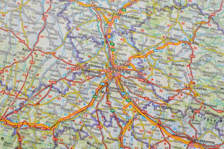 Francja 1:1 000 000. Arkusz, mapa ścienna drogowa wydawnictwa Freytag & Berndt. Fragment 4
