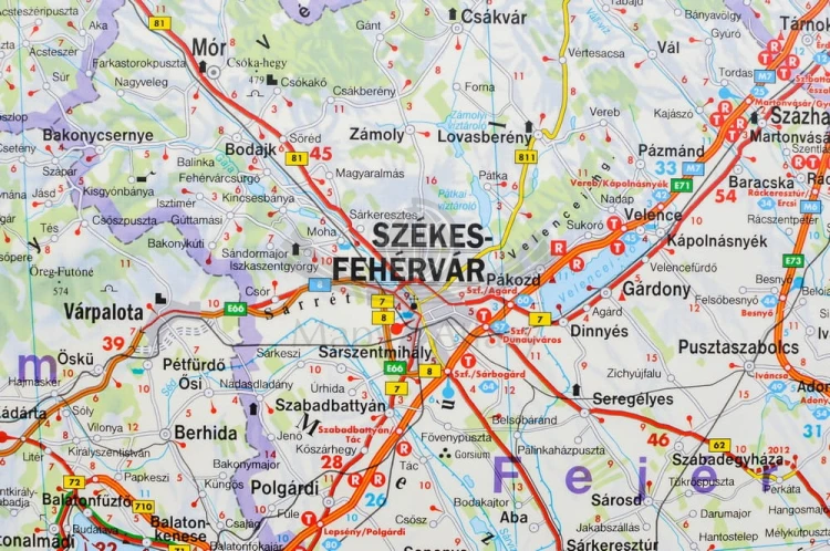 Węgry 1:400 000. Arkusz, mapa ścienna drogowa. FB. Producent: Freytag & Berndt. Fragment 3