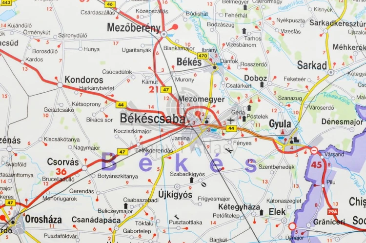Węgry 1:400 000. Arkusz, mapa ścienna drogowa. FB. Producent: Freytag & Berndt. Fragment 4