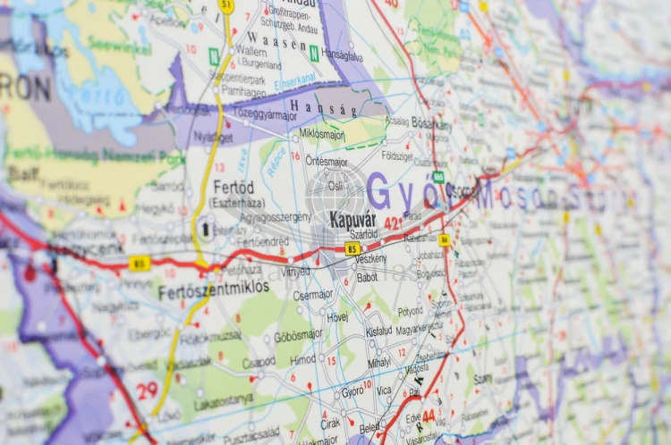 Węgry 1:400 000. Arkusz, mapa ścienna drogowa. FB. Producent: Freytag & Berndt. Fragment 6
