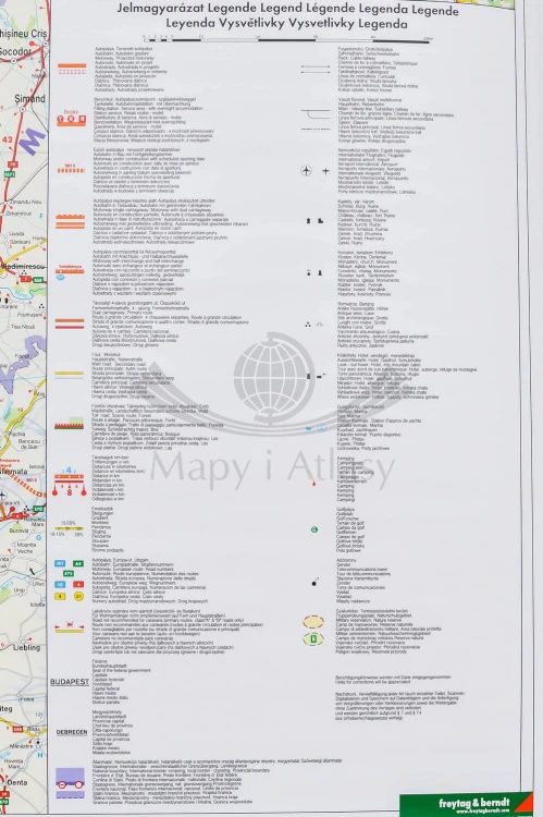 Węgry 1:400 000. Arkusz, mapa ścienna drogowa. FB. Producent: Freytag & Berndt. Fragment 8