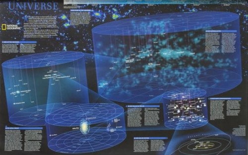 Wszechświat. Arkusz, mapa ścienna. Producent: National Geographic. Cała mapa