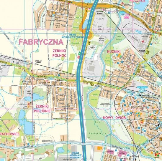 Wrocław 120 000. Arkusz, mapa ścienna wydawnictwa Eko-Graf. Fragment 2