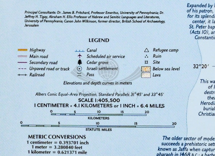 Ziemia Święta 1:405 500. Liban, Syria, Izrael, Jordania. Arkusz, mapa ścienna. Wydawnictwo: National Geographic. Fragment 8