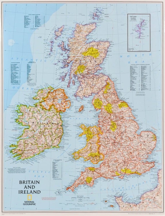 Wielka Brytania i Irlandia 1:1 687 000. Akusz, mapa ścienna wydawnictwa National Geographic
