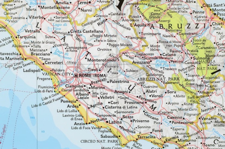 Włochy 1:1 765 000. Arkusz, mapa ścienna. Wydawnictwo: National Geographic. Fragment 3