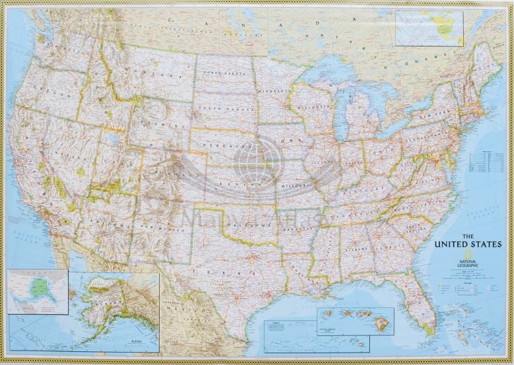Stany Zjednoczone / USA 1:2 815 000. Arkusz, mapa ścienna polityczna Classic. Producent: National Geographic. Cała mapa