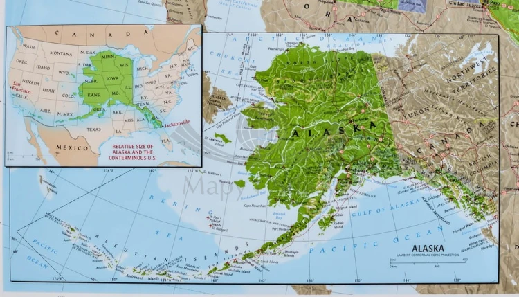 USA / Stany Zjednoczone 1:2 815 000. Arkusz, mapa ścienna, ozdobna. Producent: National Geographic. Fragment 7