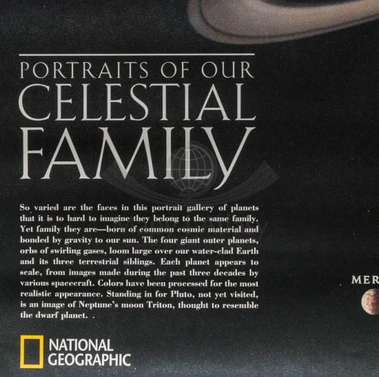 Układ Słoneczny. Arkusz, mapa ścienna dwustronna. Wydawnictwo: National Geographic. Fragment 1