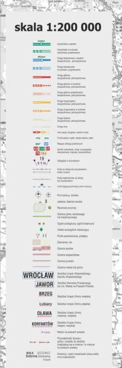 Dolnośląskie 1:200 000. Mapa ścienna administracyjno-drogowa. Legenda