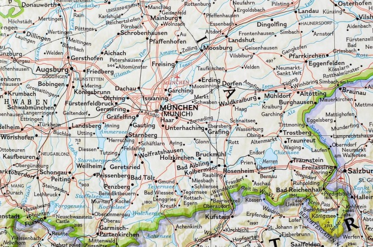 Niemcy 1:1 375 000. Arkusz, mapa ścienna wydawnictwa National Geographic. Fragment 4