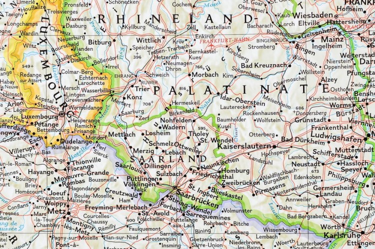 Niemcy 1:1 375 000. Arkusz, mapa ścienna wydawnictwa National Geographic. Fragment 5