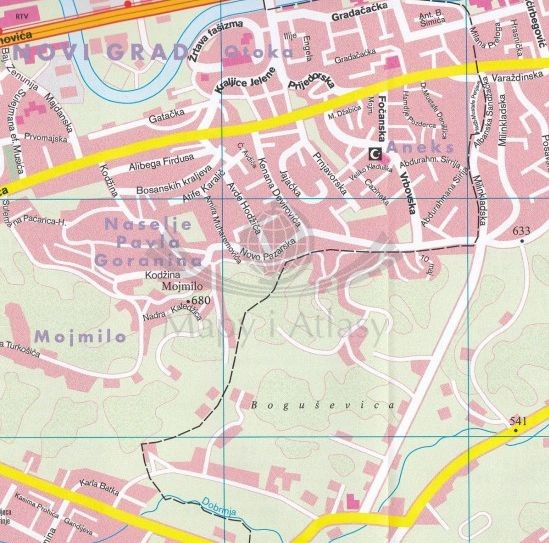 Sarajewo. Mapa/ Plan miasta wydawnictwa Freytag & Berndt. Fragment
