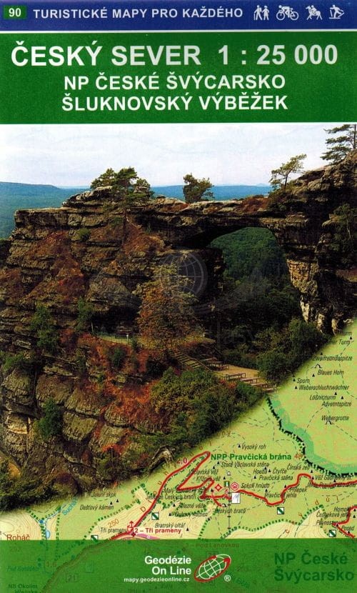 Cesky Sever - Ceske Svycarsko / Czeska Szwajcaria. Mapa turystyczna 90 w etui. Geodezie On Line