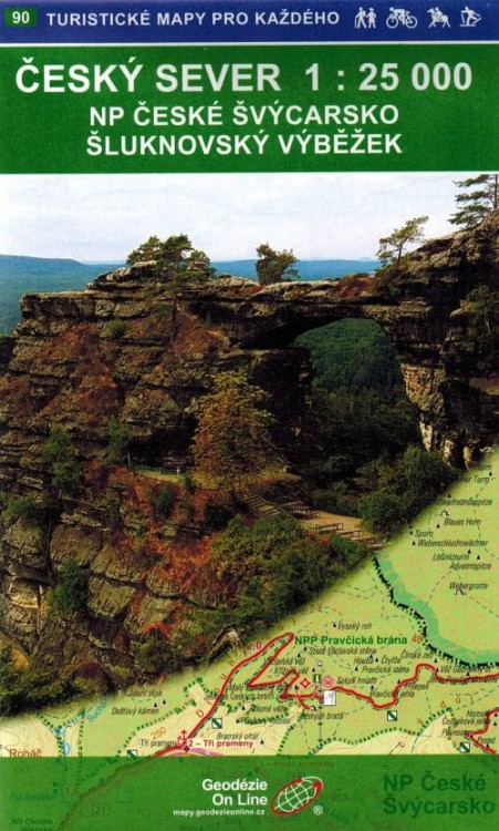 Cesky Sever. Mapa turystyczna 90 wydawnictwa Geodezie On Line. Okładka