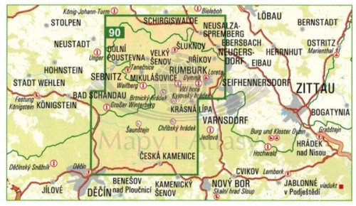 Cesky Sever. Mapa turystyczna 90 wydawnictwa Geodezie On Line. Zasięg