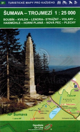 Sumava - Trojmezi. Mapa turystyczna 81 wydawnictwa Geodezie On Line. Okładka