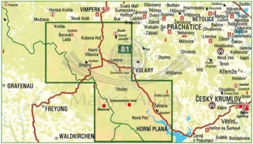 Sumava - Trojmezi. Mapa turystyczna 81 wydawnictwa Geodezie On Line. Zasięg