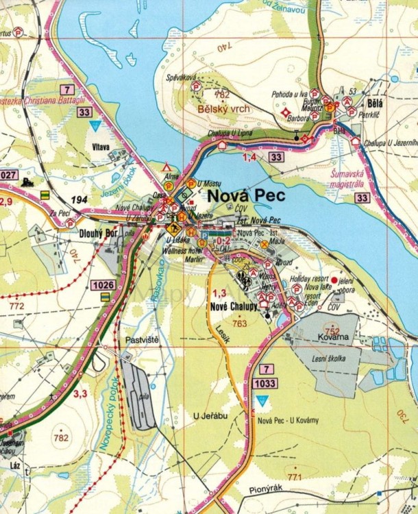 Sumava - Trojmezi. Mapa turystyczna 81 wydawnictwa Geodezie On Line. Fragment 2