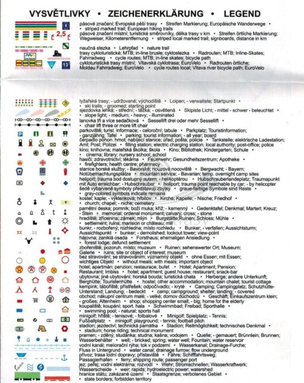 Sumava - Trojmezi. Mapa turystyczna 81 wydawnictwa Geodezie On Line. Legenda 1