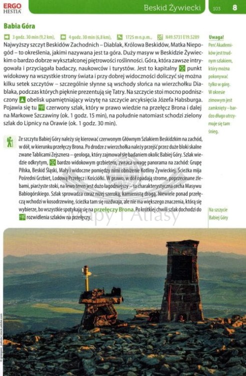 Beskid Śląski, Beskid Żywiecki i Mały. Przewodnik z górskiej półki wydawnictwa Bezdroża. Przykładowa strona 1