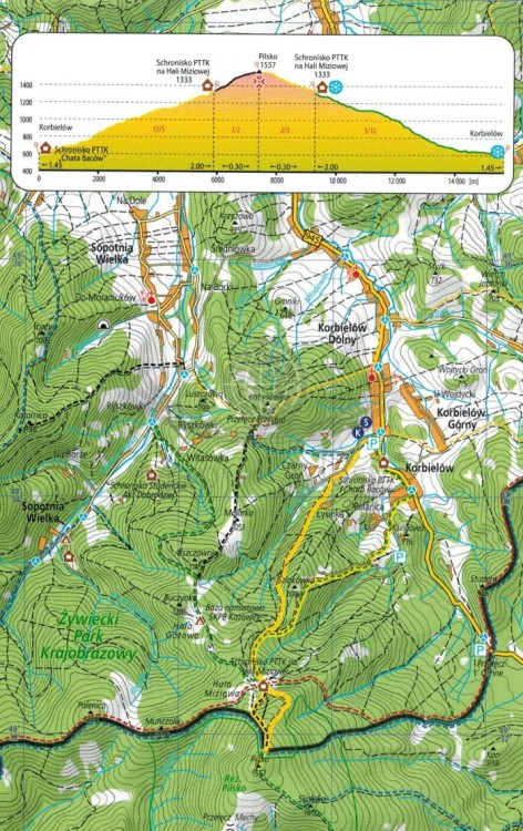Beskid Śląski, Beskid Żywiecki i Mały. Przewodnik z górskiej półki wydawnictwa Bezdroża. Przykładowa strona 2