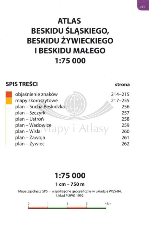 Beskid Śląski, Beskid Żywiecki i Mały. Przewodnik z górskiej półki wydawnictwa Bezdroża. Atlas - spis treści
