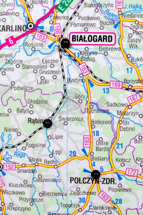 Znaczniki magnetyczne do map ściennych (magnesy). Kolor czarny. 54 sztuki. Przykład 1