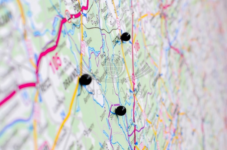 Znaczniki magnetyczne do map ściennych (magnesy). Kolor czarny. 54 sztuki. Przykład 4